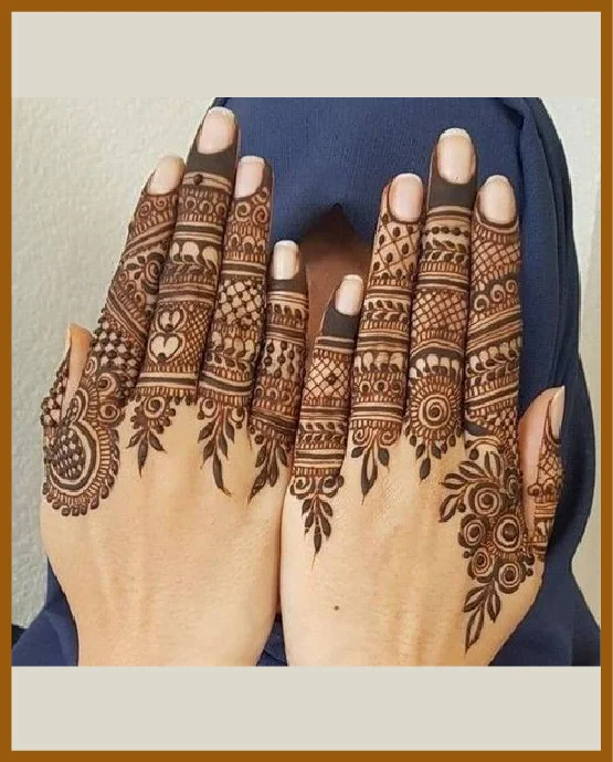 Square Net Chain Fingers Modern Back Hand Mehndi Design